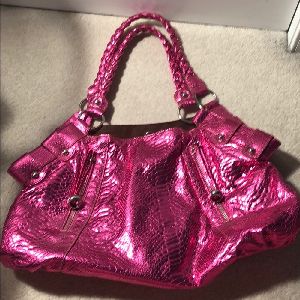 Metallic hot pink purse